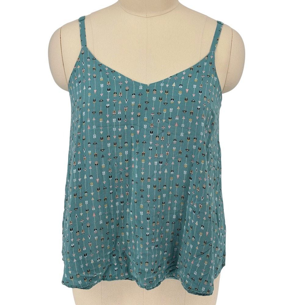 Torrid Cami Tank Top Teal Arrow Print 100% Rayon‎ 1
